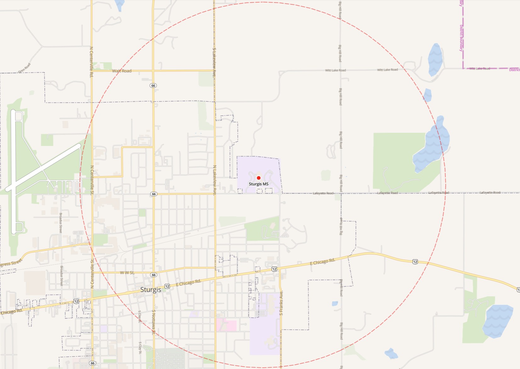 If your residence is within this circle, you are within walking distance.